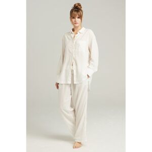 Nudea Relaxed Cotton Pajama Set Women White Nightdresses